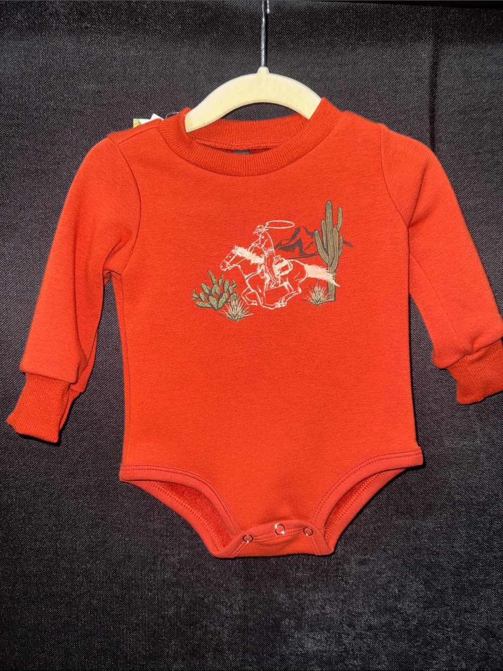 Burnt orange Cowboy Graphic One-Piece Bodysuit for Kids